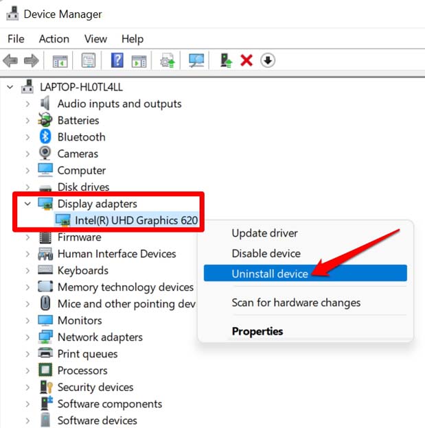 desinstalar driver gráfico