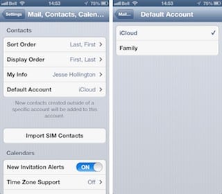 Verwalten mehrerer iCloud-Konten für Kontakte