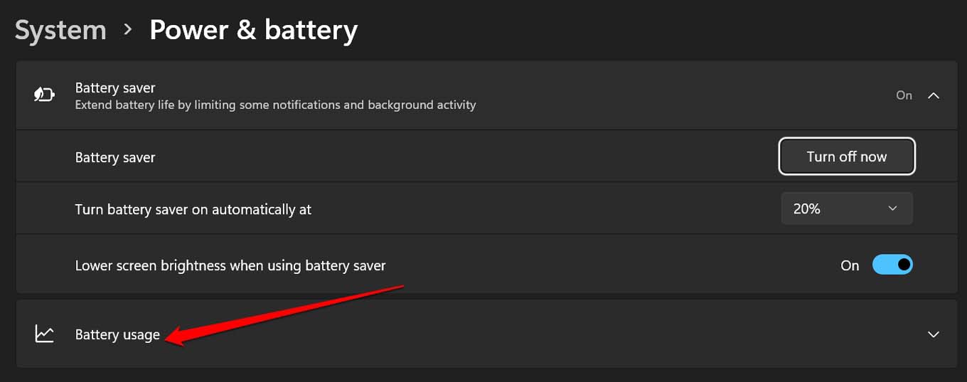 apri l'utilizzo della batteria