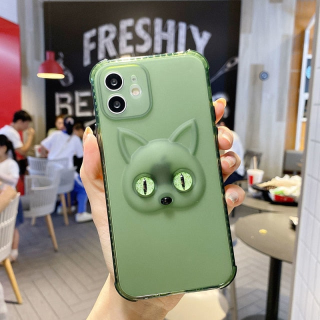 iPhone 13 mini用蓄光猫目ケース