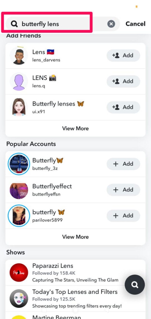  A través de las lentes en el filtro de Snapchat - Desbloquear la Lente de Mariposas en Snapchat