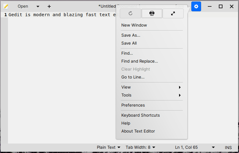 Gedit Texteditor Optionen