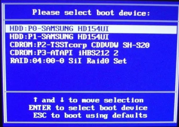 Bitte wählen Sie Ihr Boot-Gerät aus