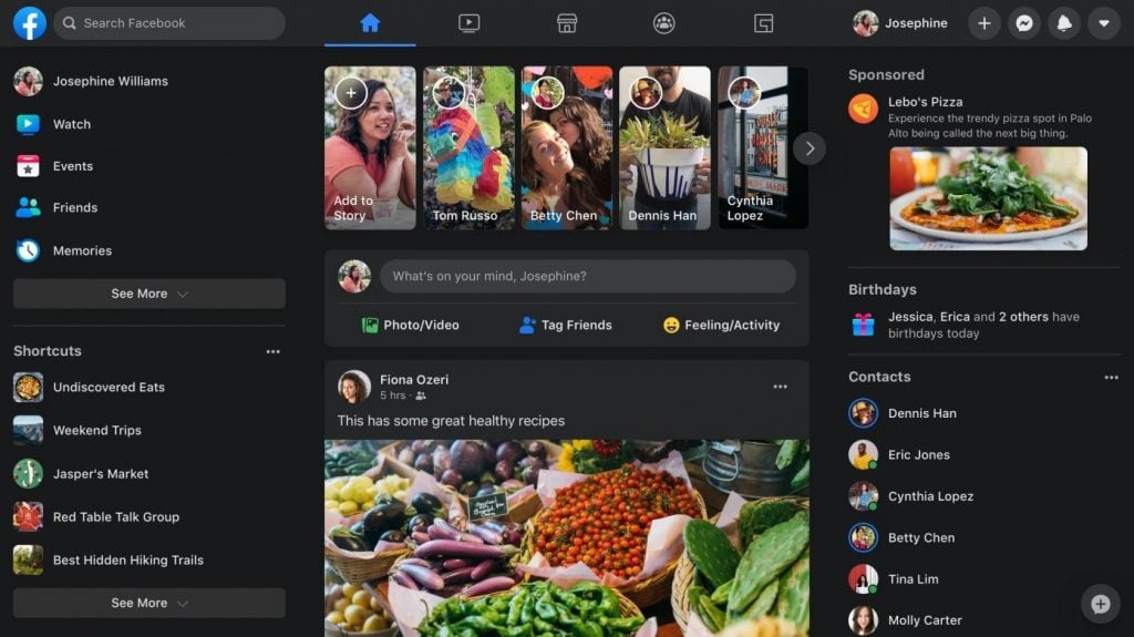 facebook dark mode