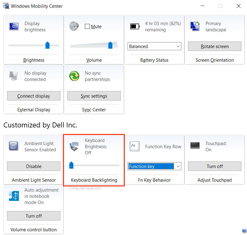 Windows Mobility Center