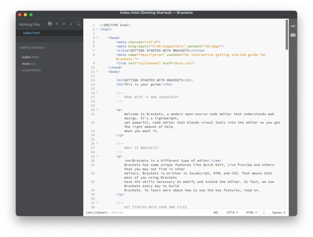 Brackets - Bester Texteditor für Mac