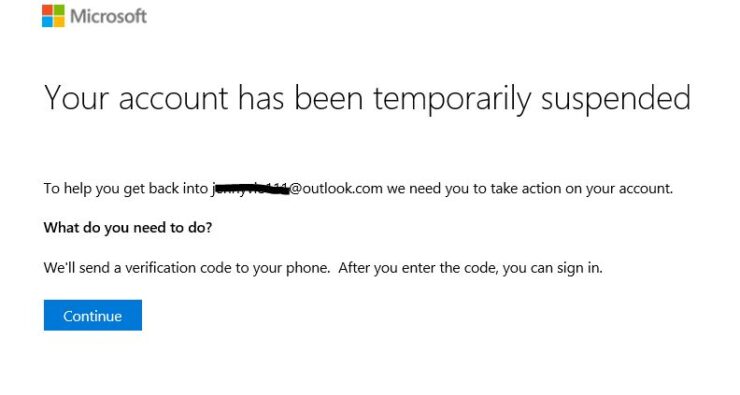 Microsoft 라이브 계정 일시 정지 해제