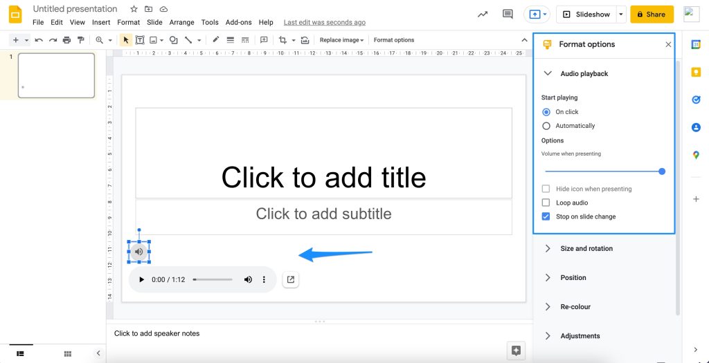 Agregar audio a Google Slides