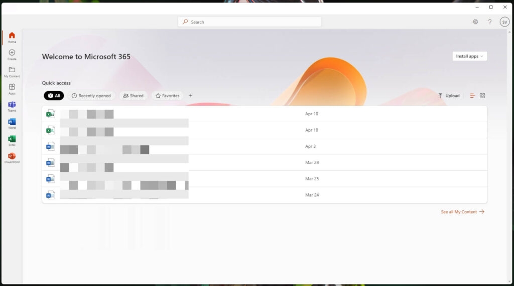 Aplicativo Microsoft 365 - Windows 12