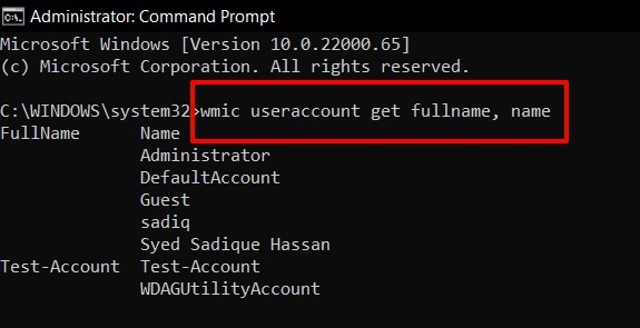 ottieni elenco account utente in windows 11 tramite prompt dei comandi