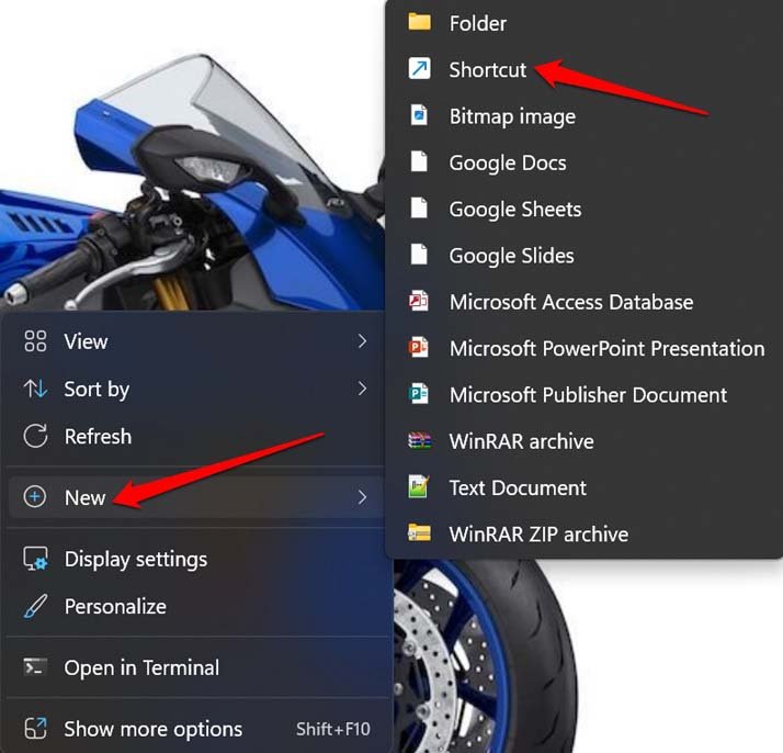 crear un nuevo acceso directo en Windows 11