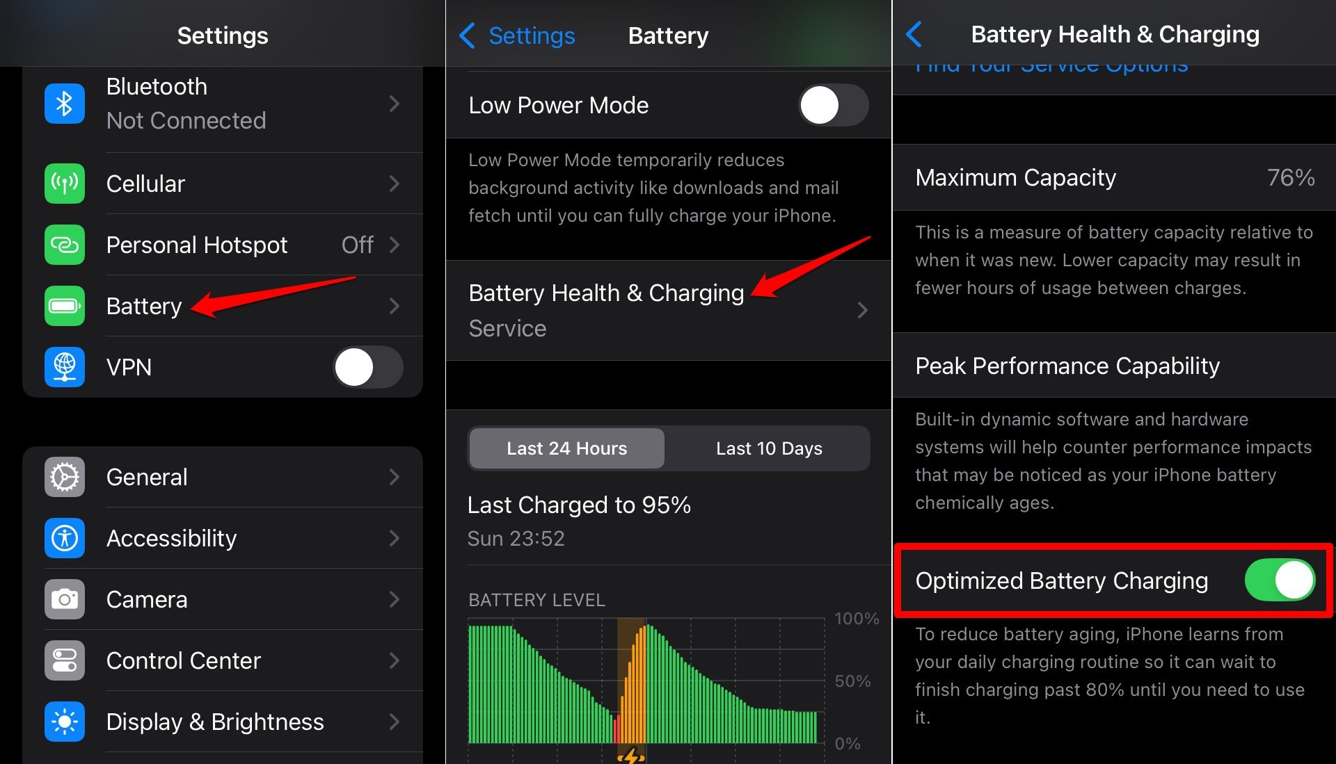 wie man optimiertes Laden der Batterie in iOS 18 aktiviert