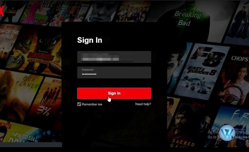 Netflix ID 및 비밀번호로 로그인