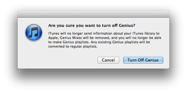 iTunes Genius가 재생 목록을 생성하지 않음