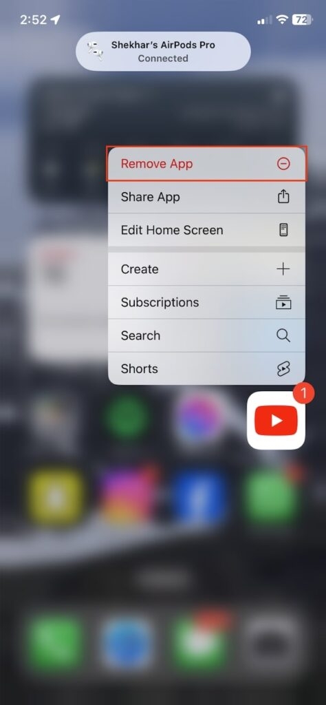 Disinstalla l'app YouTube iOS - Problema di chiusura dell'app YouTube