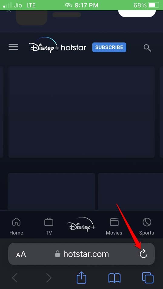 atualizar página no Safari