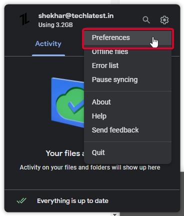 Preferências do Google Drive - Erro ‘Não é possível iniciar o Drive para Desktop’