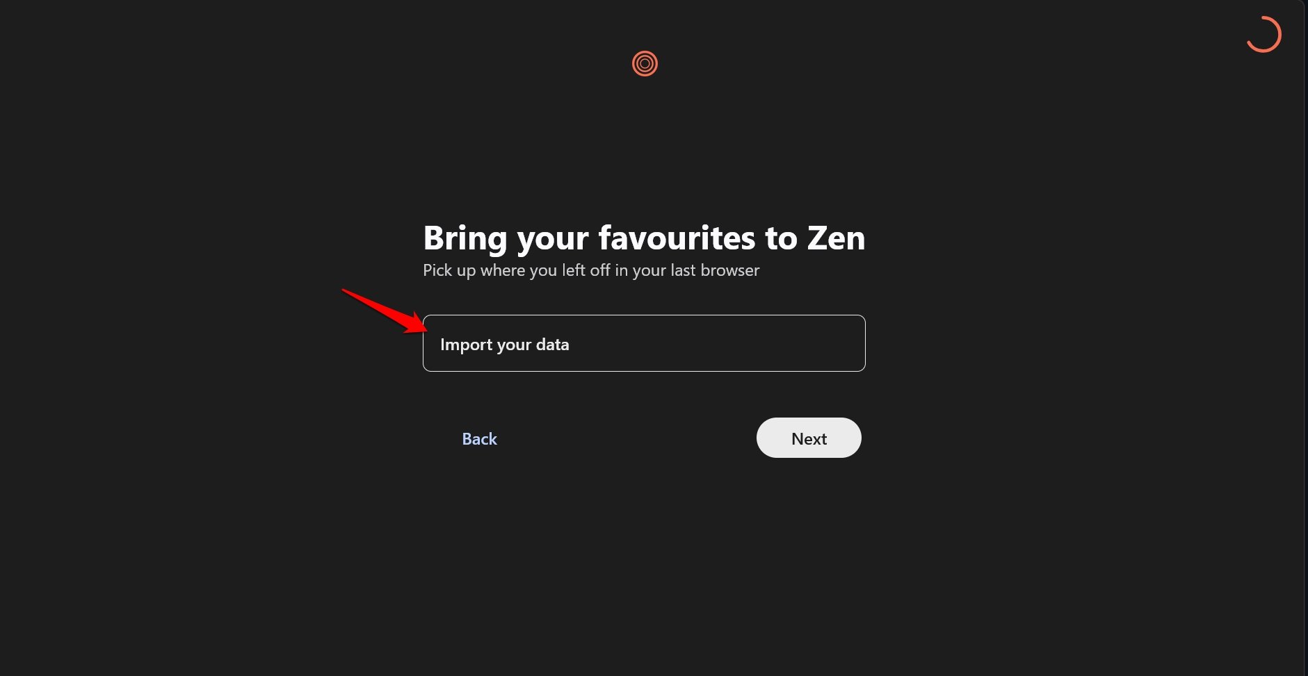Importieren Sie Ihre Daten in den Zen-Browser