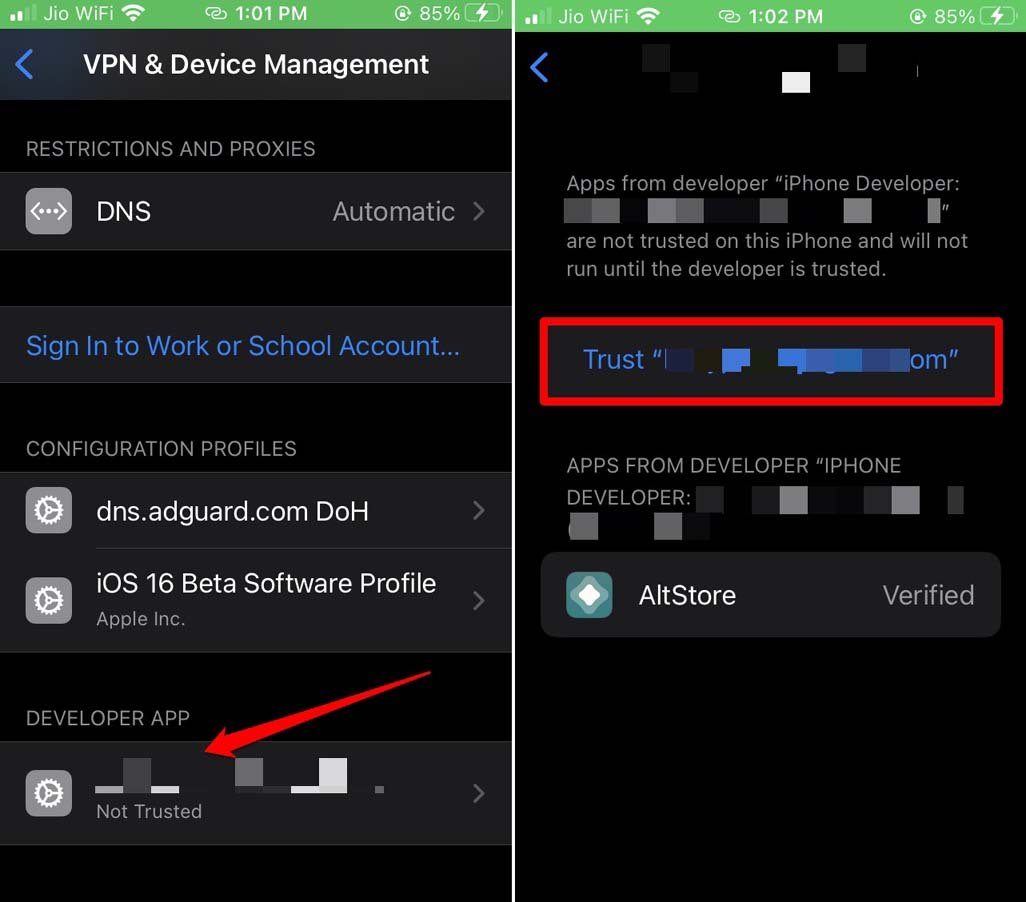 AltStoreを実行するためにApple IDを信頼