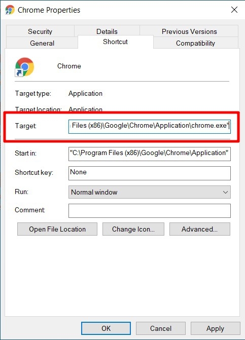 campo target di google chrome