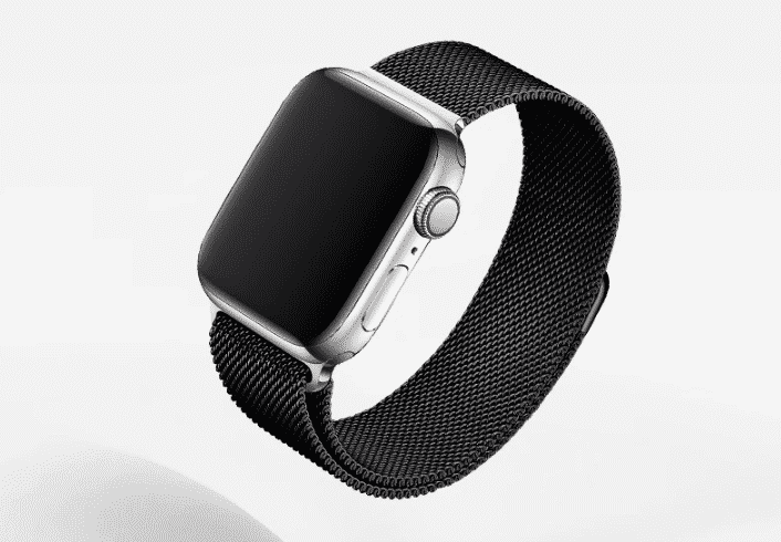 Esta é a Pulseira de Laço Preto para Apple Watch Series 5 de 44mm e 40mm.