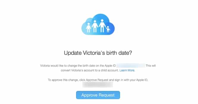 Umwandlung der Apple-ID Ihres Kindes in ein Kinderkonto