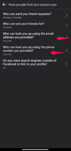 Facebook E-Mail- und Telefonkontakt