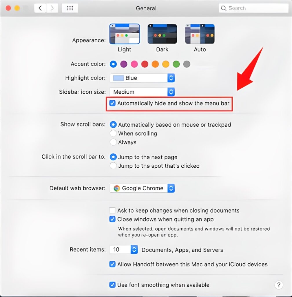 Hide Menu bar - MacBook Menu Bar Disappeared