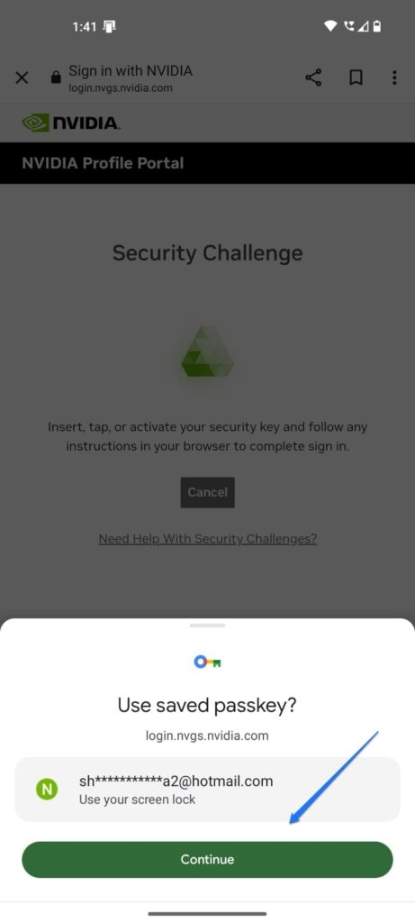 Configuration Nvidia - Connexion avec des Clés d'accès