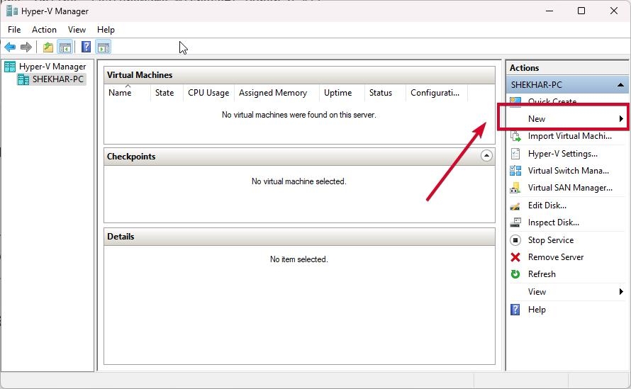 Neue virtuelle Maschine erstellen - Hyper-V auf Windows 11