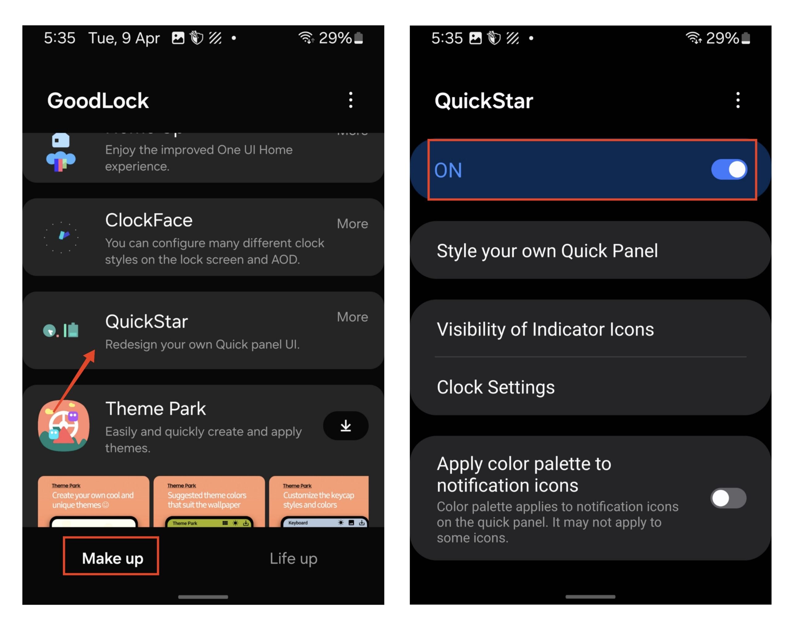 ativar QuickStar