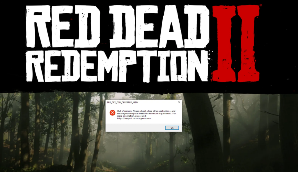 Ошибка недостатка памяти в Red Dead Redemption 2