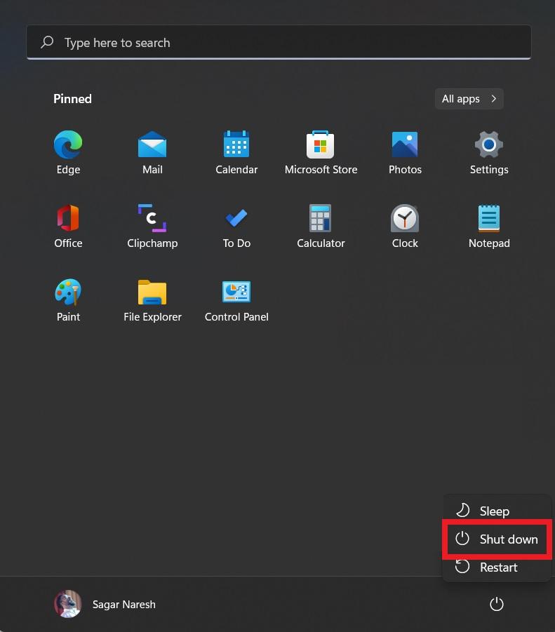 Windows 11 herunterfahren