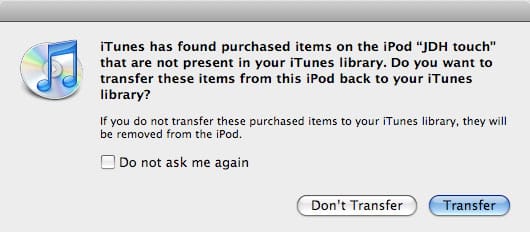 새 iTunes 라이브러리에서 앱 재전송하기