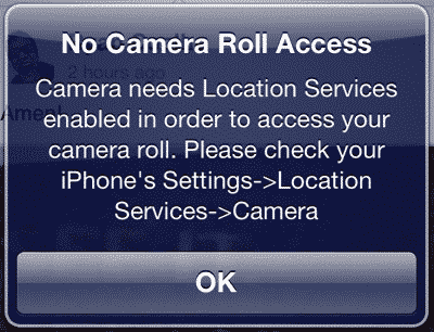 Службы геолокации и доступ к фотографиям в Camera Roll