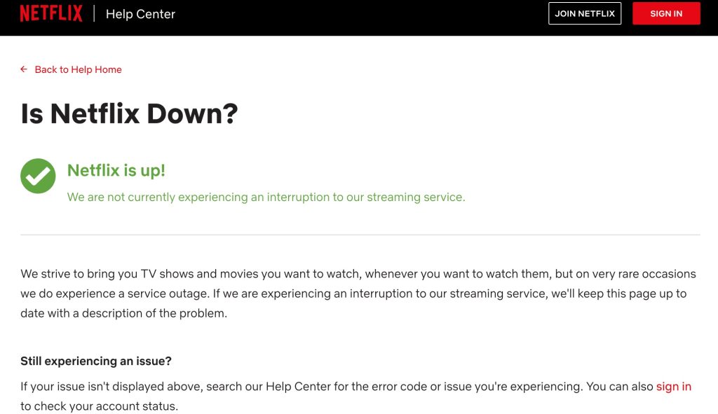 Stato del server Netflix - Errore dello schermo nero di Netflix