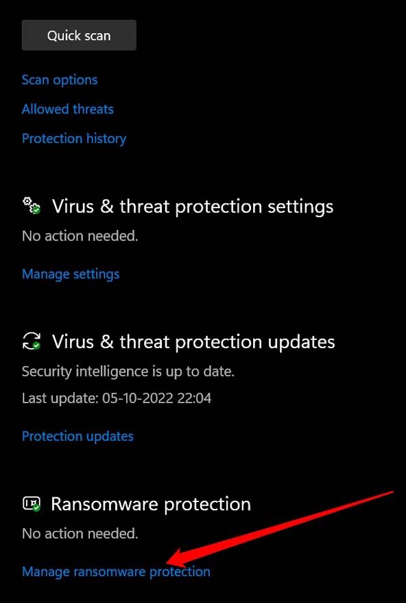gestisci protezione da ransomware