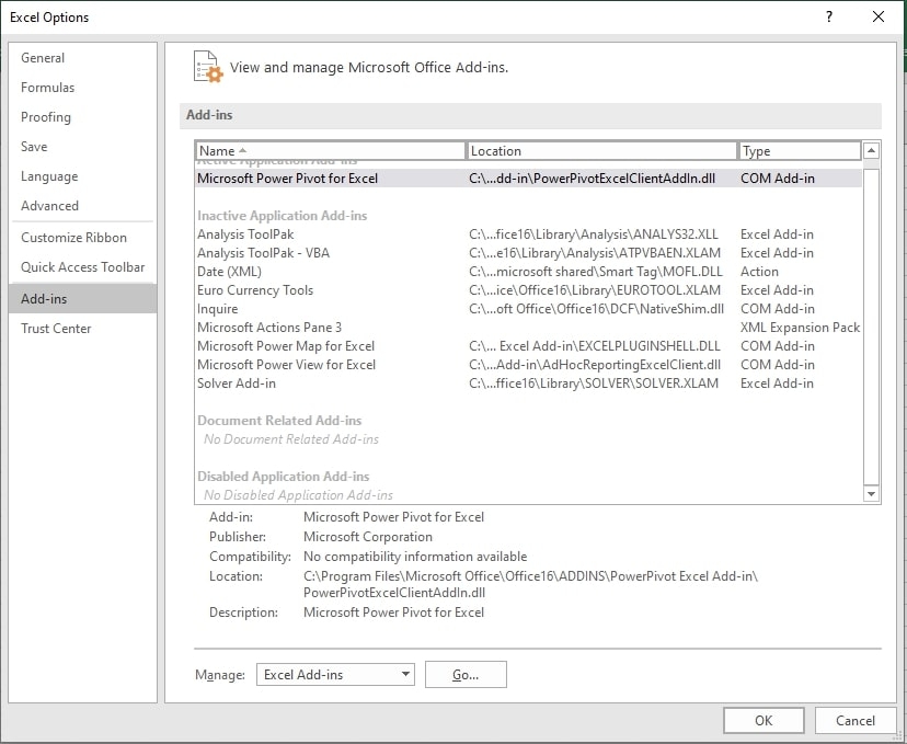 Opções do Excel - O documento não pode ser salvo no Excel