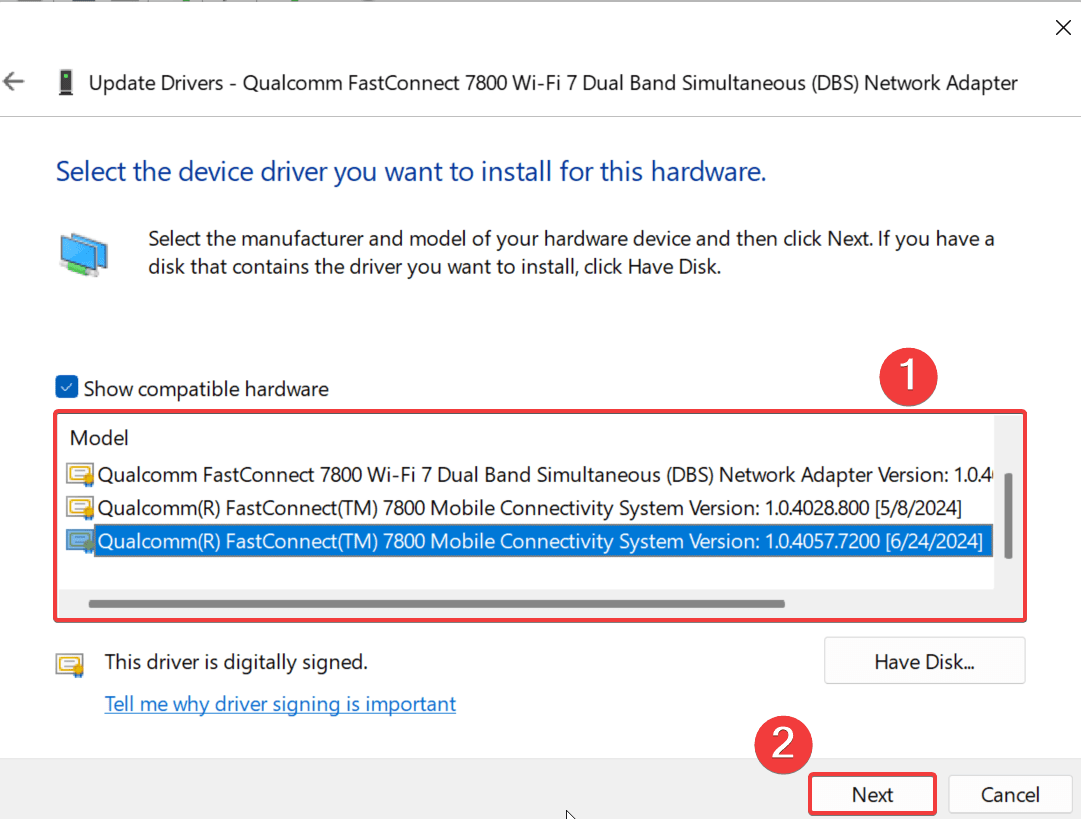 Effettua il downgrade a una versione precedente del driver