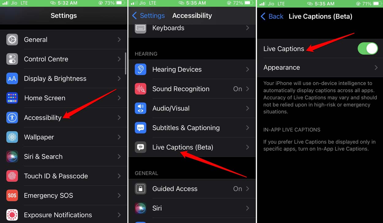 iOS 16でライブキャプションを有効にする
