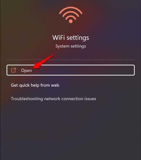 WiFi 설정 열기