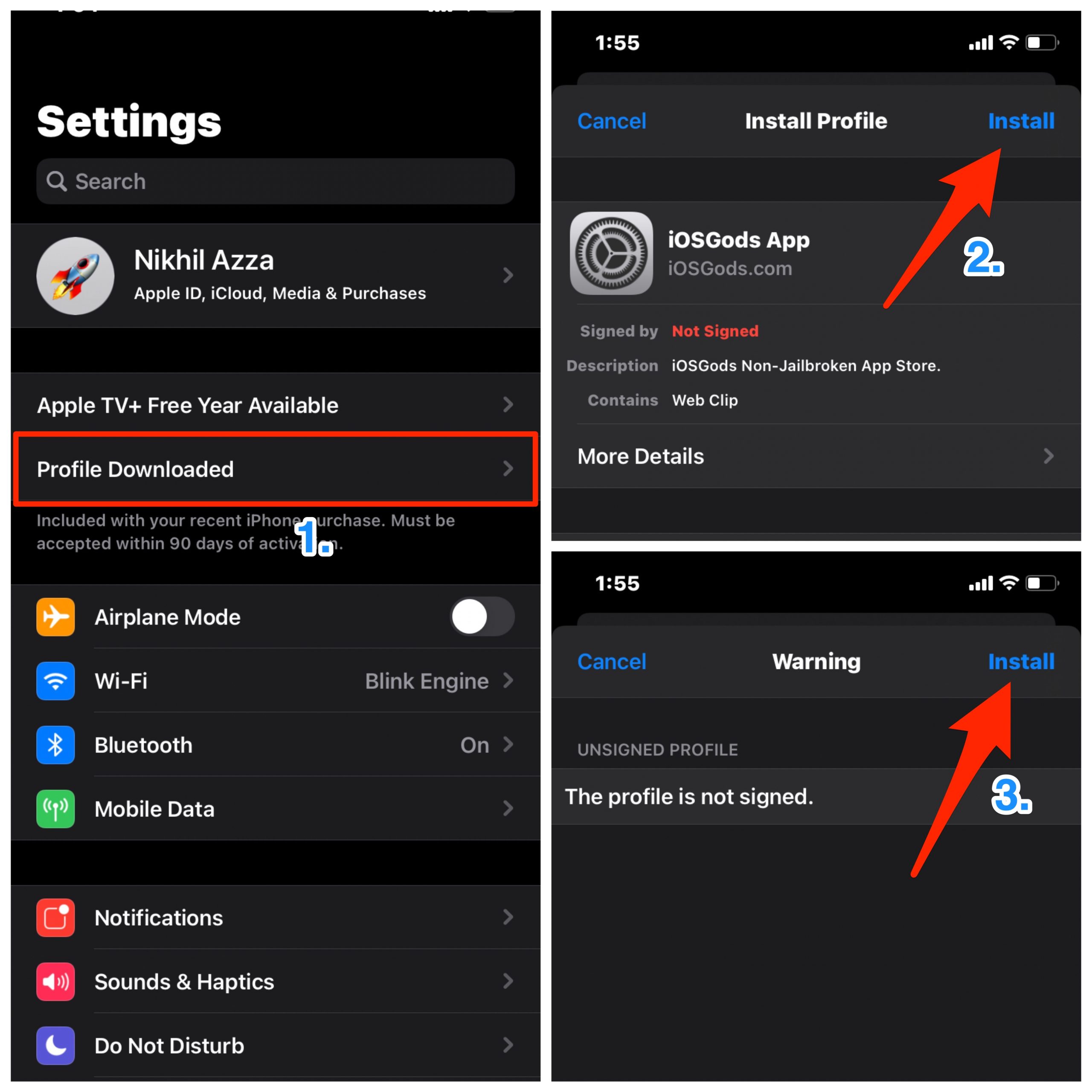 iOSGods-Profil installieren