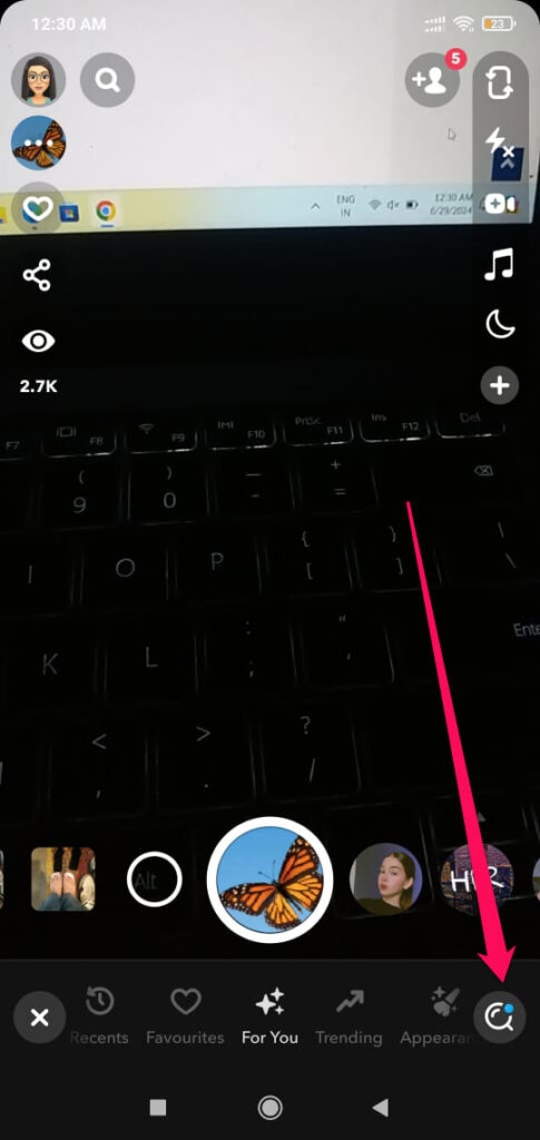 A través del Snapchat Lens Studio - Desbloquear la Lente de Mariposas en Snapchat