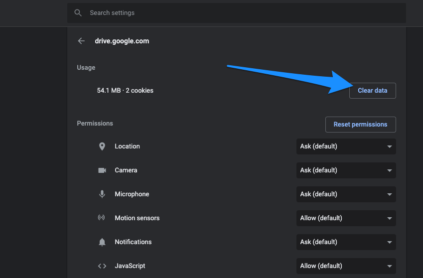 Borrar Datos de Drive en Web Chrome