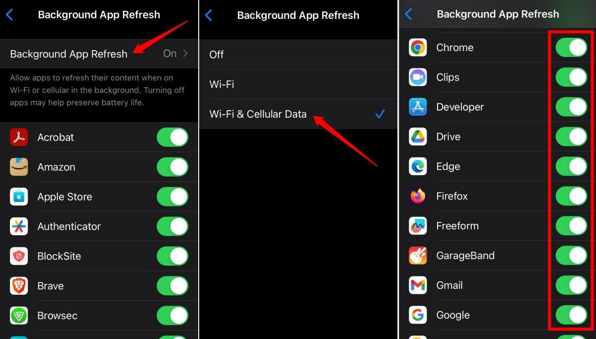 ativar atualização em segundo plano para aplicativos no iOS 17