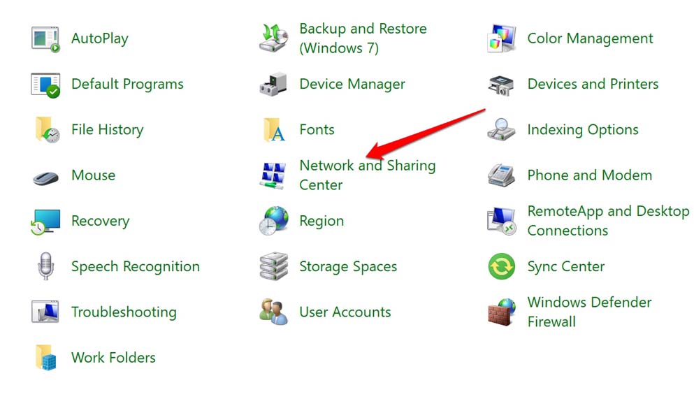 Centro connessioni di rete e condivisione di Windows