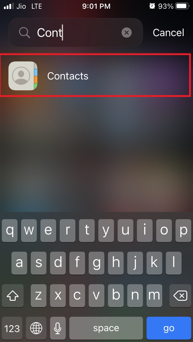 ouvrir l'application contacts