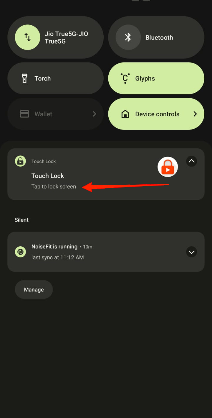 toca la notificación de Touch Lock