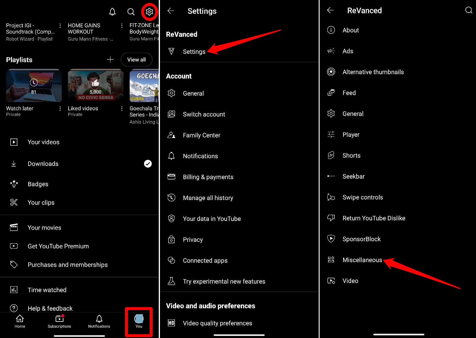 YouTube Revancedのその他の設定