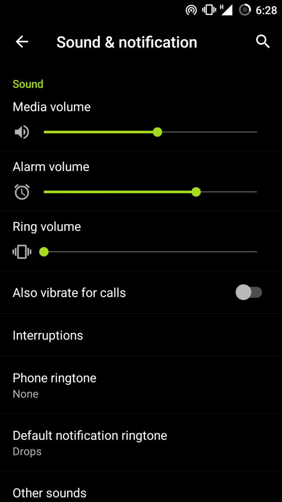 Configuraciones de sonido y notificación